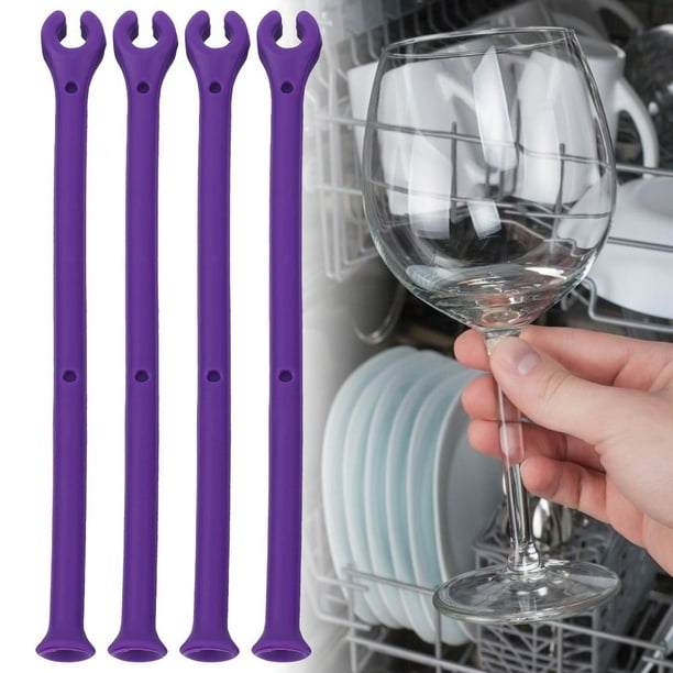 4Pcs Wine Glass Dishwasher Holder Adjust Silicone Goblet Rack Stemware Saver 